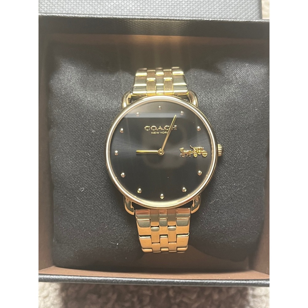 COACH Elliot Womens Watch Gold Tone Black Dial 36mm OS